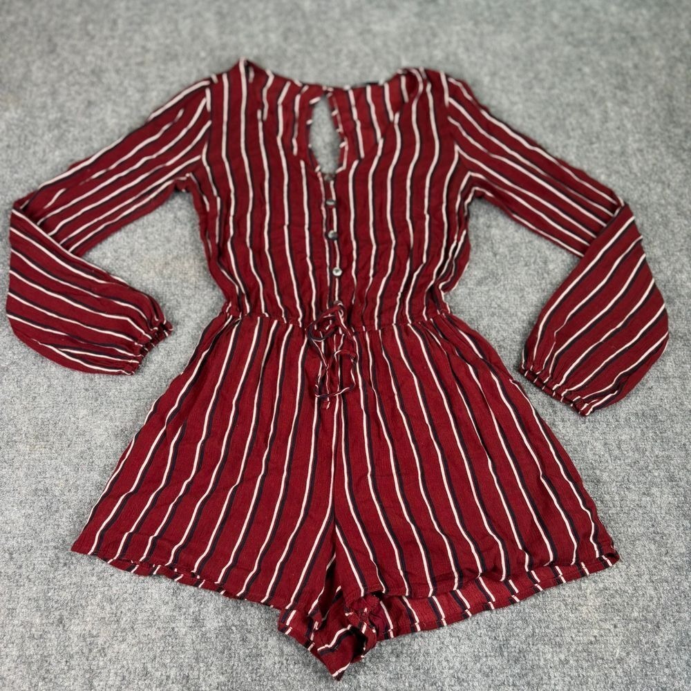 Hollister Romper Women's S Red White Stripe Y2K Preppy Boho Festival Indie Beach